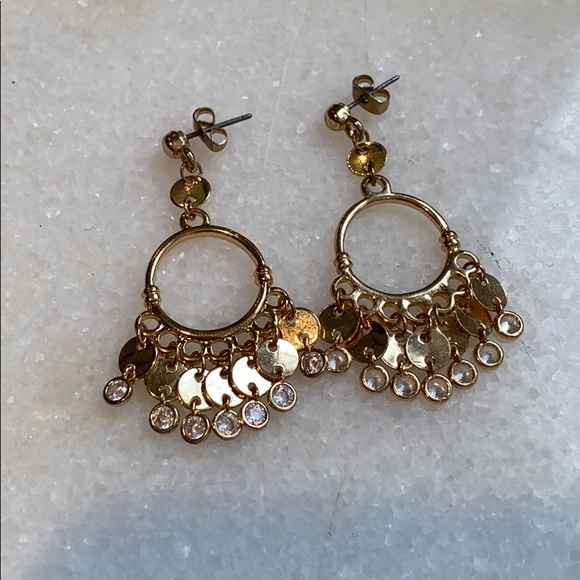Ettika Gold Hoop and Crystal Earrings